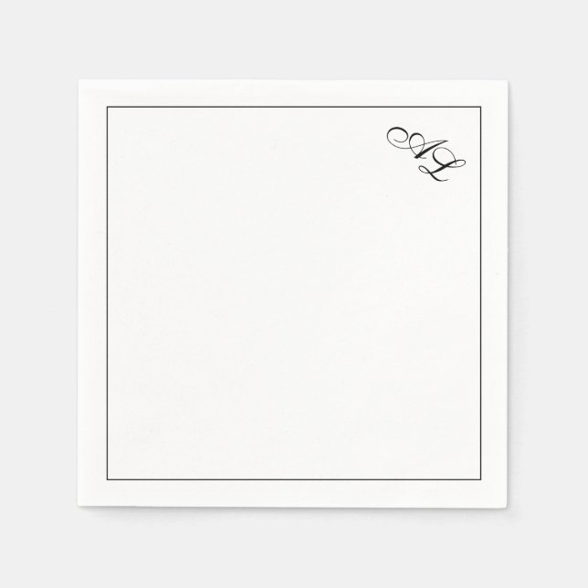 Classic Monogram Black & White Traditional Wedding Napkin (Front)