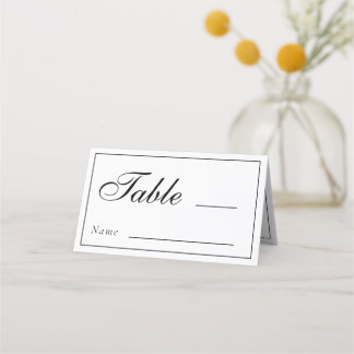 Classic Monogram Black & White Wedding Reception Place Card