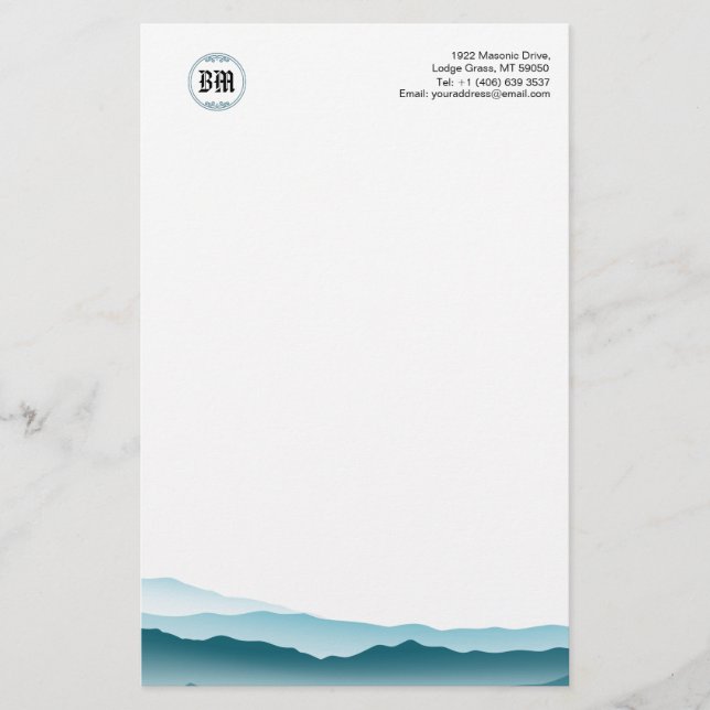 Classic Monogram Blue Mountain View Business Paper (Front)