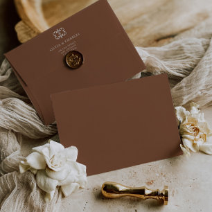 Classic Monogram Brown & Ecru Return Address  Envelope