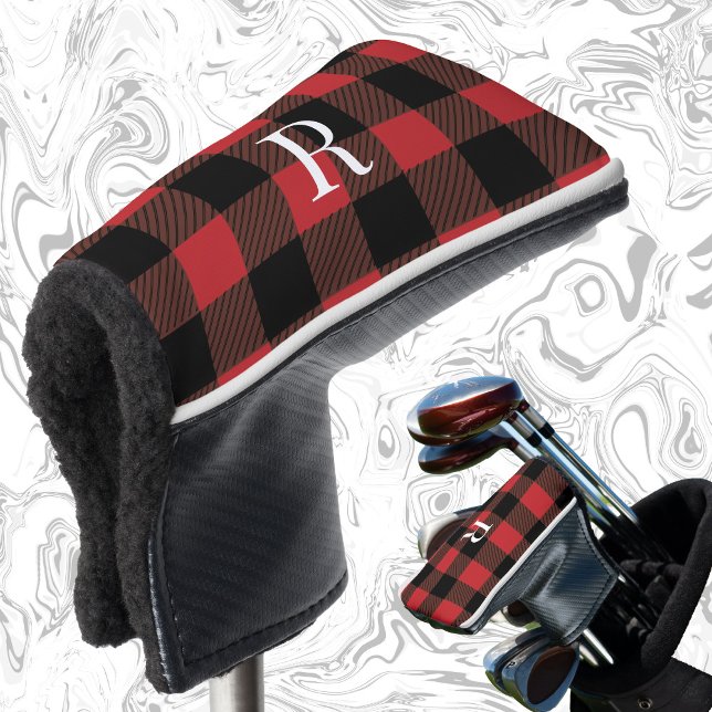Classic monogram buffalo plaid gift for dad golf head cover (Creator Uploaded)