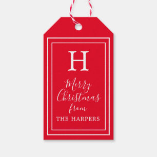 Classic Monogram Christmas Gift Tags