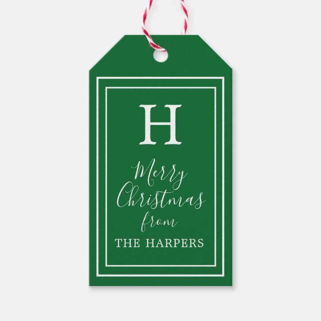 Classic Monogram Christmas Gift Tags (Front)