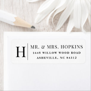 Classic monogram couples return address label