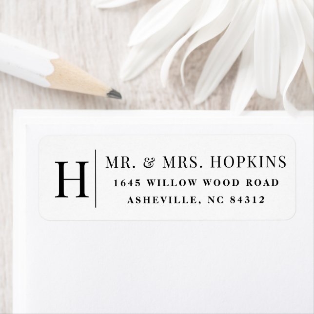 Classic monogram couples return address label (Insitu)