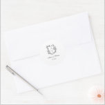 Classic Monogram Crest Wedding Envelope Seal<br><div class="desc">Elegant black and white floral monogram crest wedding classic envelope seal sticker.</div>