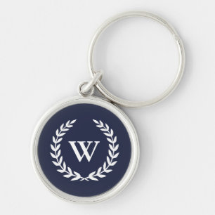Classic Monogram Elegant Blue Premium Keychain