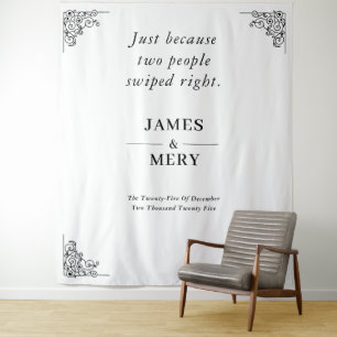 Classic Monogram Elegant Border Wedding Tapestry