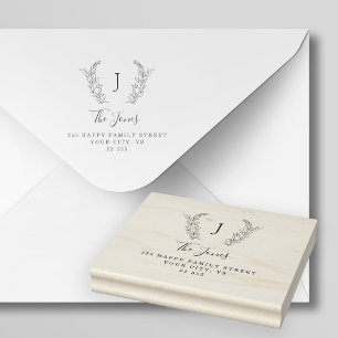 Classic monogram elegant custom family name rubber stamp