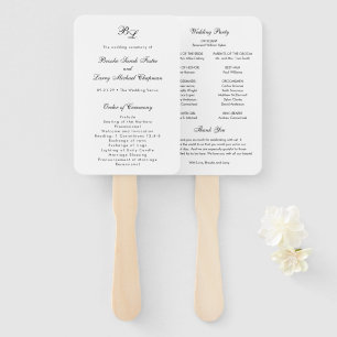 Classic Monogram Elegant Wedding Program Hand Fan