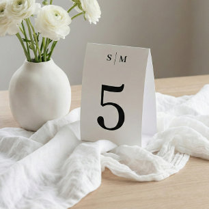 Classic Monogram Elegant White Wedding Number
