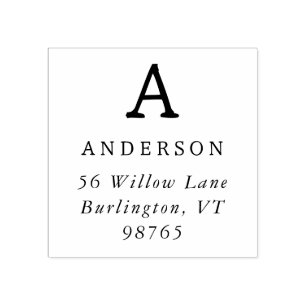 Classic Monogram Family Initial Return Address Rubber Stamp