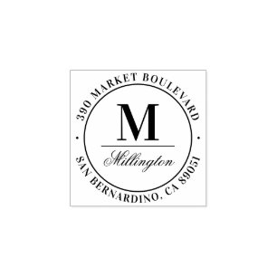 Classic Monogram Family Name Return Address Rubber Stamp