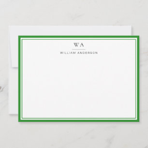 Classic Monogram Forest Green Note Card