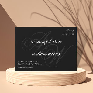 Classic Monogram Formal Elegant Photo Wedding Invitation