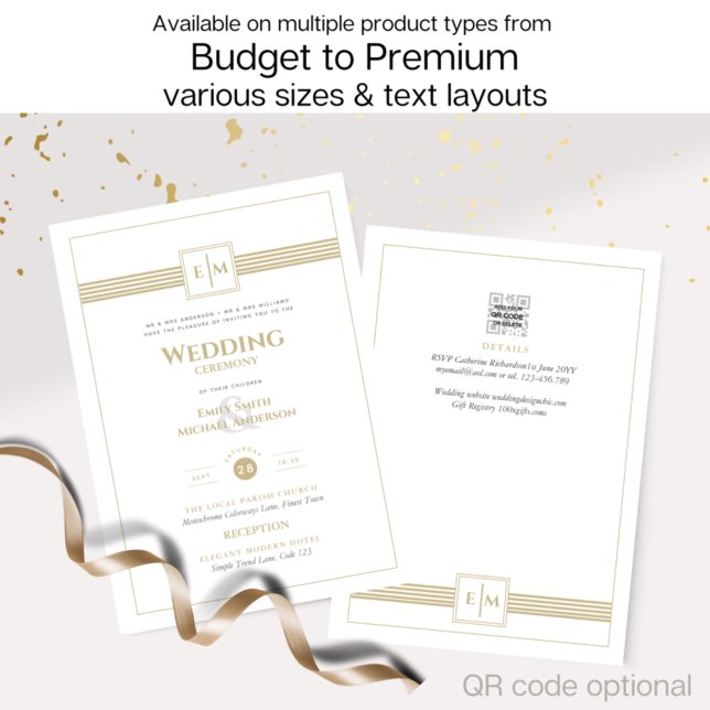 Classic Monogram Formal Wedding White All in 1 Inv Invitation (Creator Uploaded)