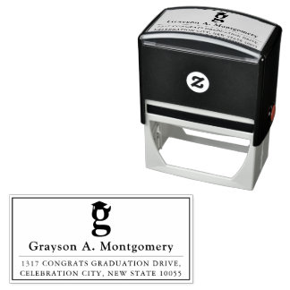 Classic Monogram G Black Graduation Cap Address Self-inking Stamp