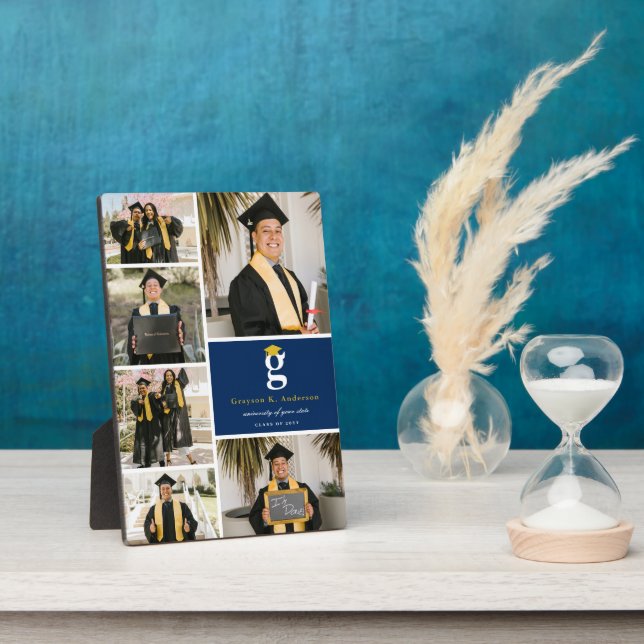 Classic Monogram Gold Blocks 6 Photo Graduation Plaque (Side)