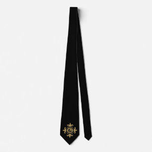 Classic Monogram gold Fleur De Lis black Tie