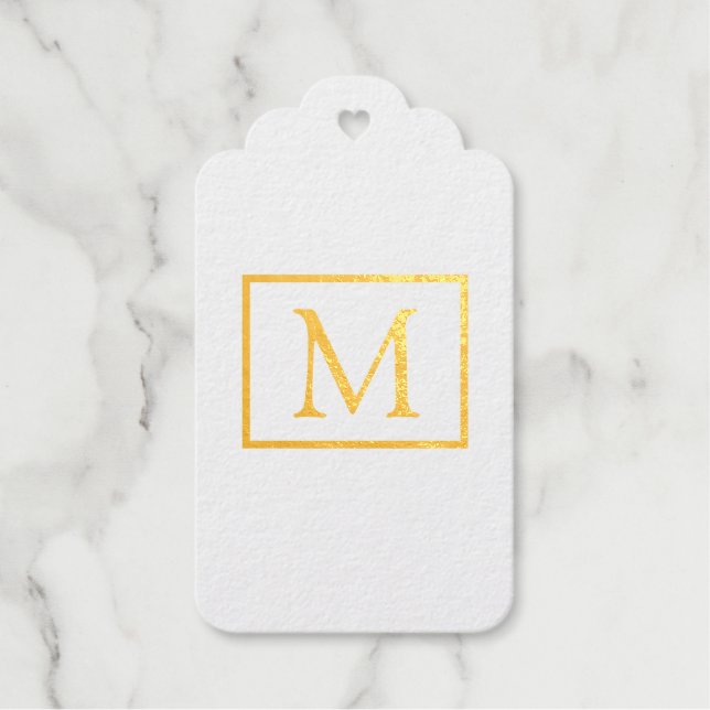 Classic Monogram Gold Foil Gift Tag (Front)
