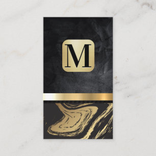 Classic Monogram   Gold Marble Metallic Business Card
