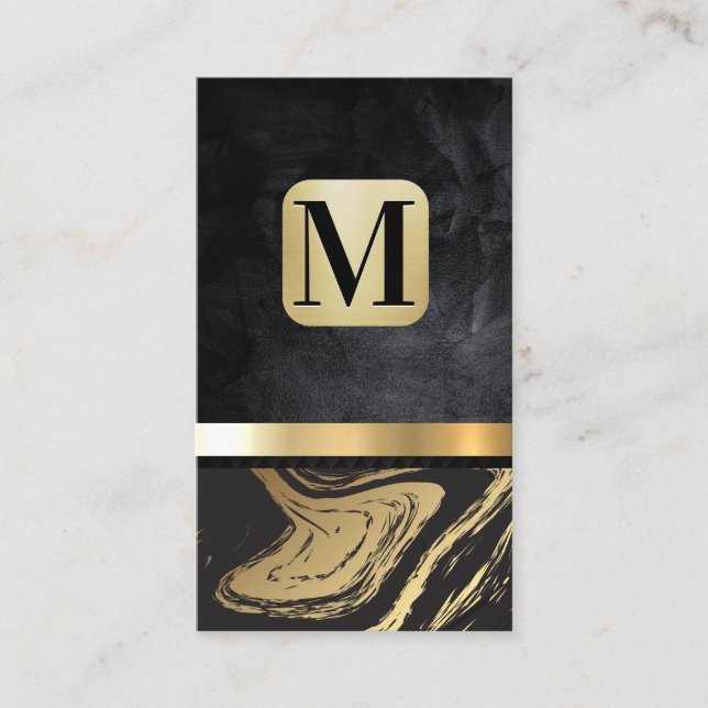 Classic Monogram | Gold Marble Metallic Business Card (Front)