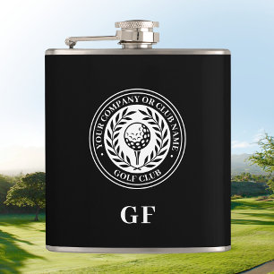 Classic Monogram Golf Flask Custom Name Black