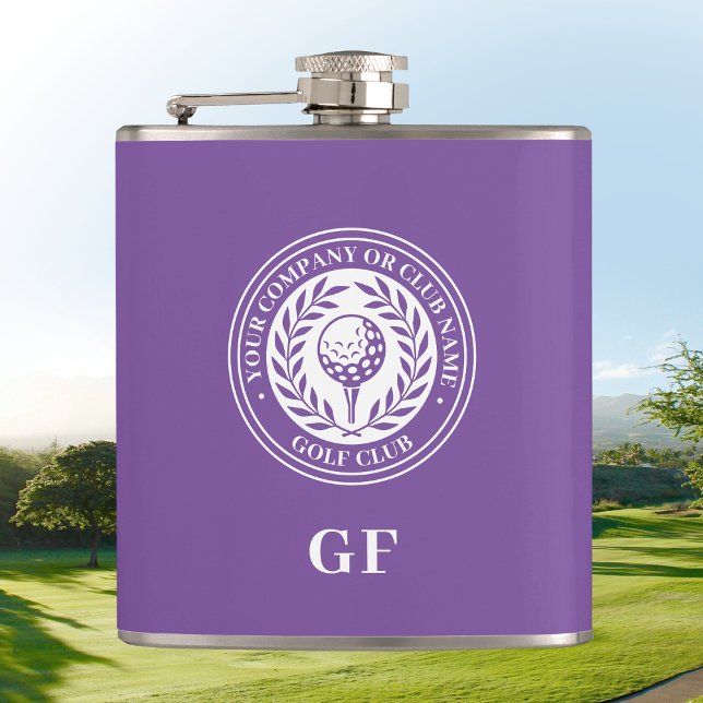 Classic Monogram Golf Flask Custom Name Purple (Creator Uploaded)