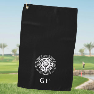 Classic Monogram Golf Towel Custom Name Black