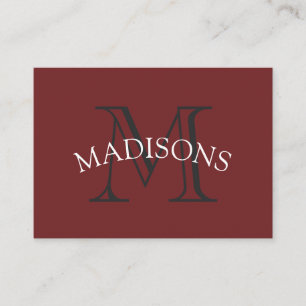 Classic Monogram Grey Red with Arc Text Business Card