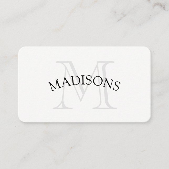 Classic Monogram Grey with Arc Text Business Card (Front)