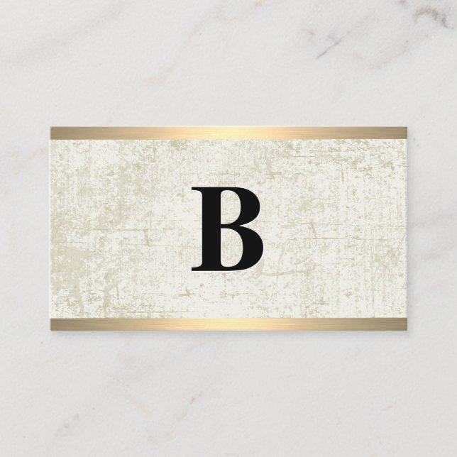 Classic Monogram | Grunge Gold Metal Trim Business Card (Front)