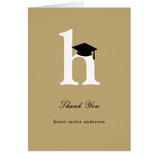 Classic Monogram H Graduation Cap Photo Thank You (Front)