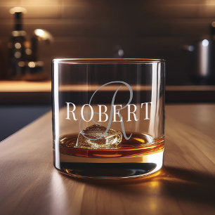 Classic Monogram Initial Name Whiskey Glass