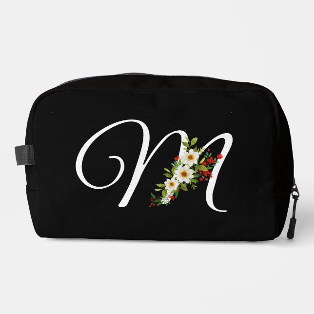 Classic monogram  initial red flower mother gift dopp kit (Front)
