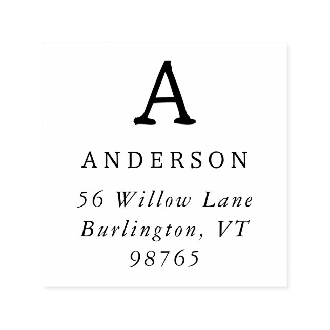 Classic Monogram Initial Return Address Self-inking Stamp (Design)