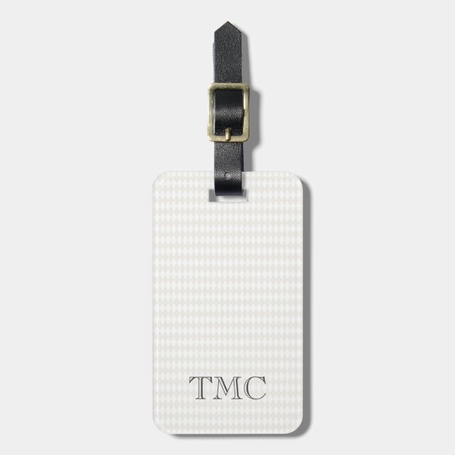 Classic Monogram INITIALS Harlequin Diamond Chic Luggage Tag (Front Vertical)