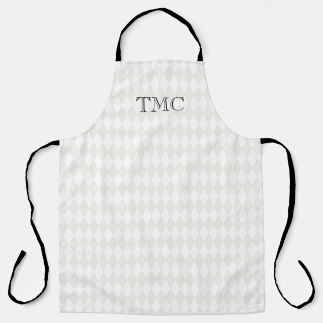 Classic Monogram INITIALS  Harlequin Diamonds Chic Apron (Front)