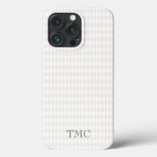 Classic Monogram Initials Harlequin Diamonds Chic iPhone 13 Pro Case