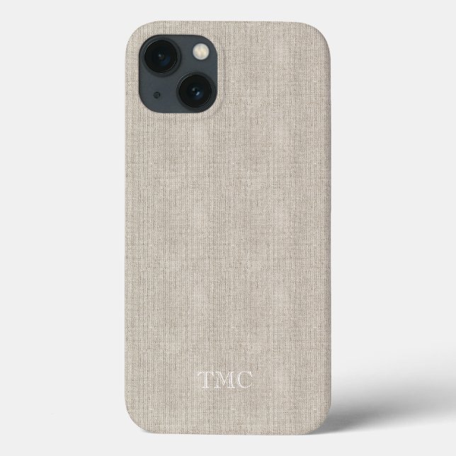 Classic Monogram Initials Luxury Linen Fabric Tech Case-Mate iPhone Case (Back)