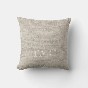 Classic Monogram INITIALS Neutral Linen Timeless Cushion