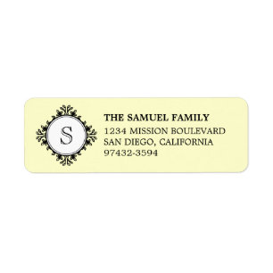 Classic monogram letter cream return address return address label