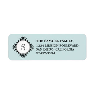Classic monogram letter custom blue return address label