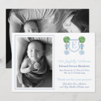 Classic Monogram Light Blue Baby Boy Picture Birth