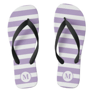 Classic Monogram Lilac Purple and White Stripes  Thongs
