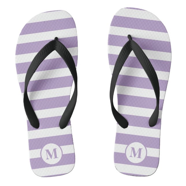 Classic Monogram Lilac Purple and White Stripes  Thongs (Footbed)
