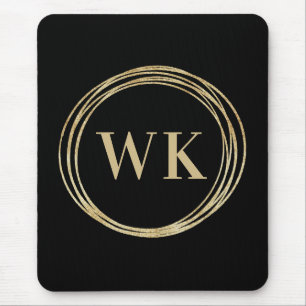 Classic Monogram Logo Black Gold Business Mouse Pad