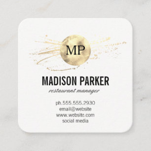 Classic Monogram Luxe Gold Brushed Square Business Card