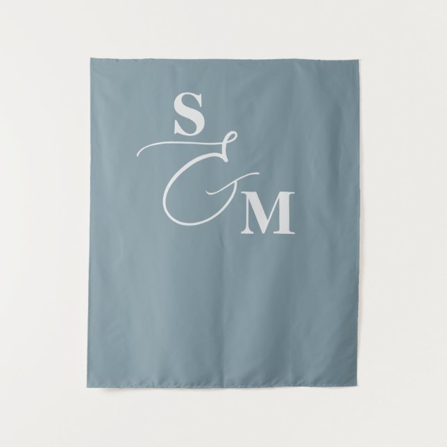 Classic Monogram Modern Script Ampersand Wedding Tapestry (Front)