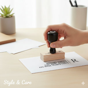 Classic Monogram Name Address Stylish Wooden Rubber Stamp